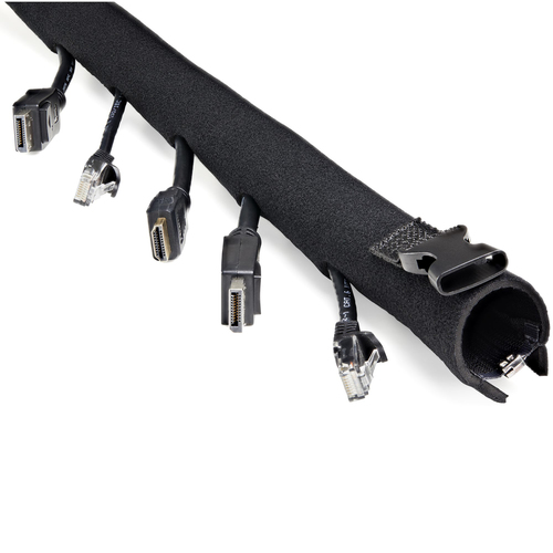 StarTech.com 40" Neoprene Cable Management Sleeve with Zipper/Buckle, Computer/PC Cord Cover, Flexible Cable Sleece/Organi