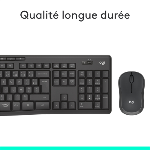 Logitech MK295 Silent. Facteur de forme du clavier: Taille réelle (100 %). Style de clavier: Droit. Technologie de connect