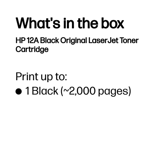 HP 12A (Q2612A) Original Padrão Yield Laser Cartucho de toner - Embalagem Individual - Preto - 1 Cada - Laser - Padrão Yie
