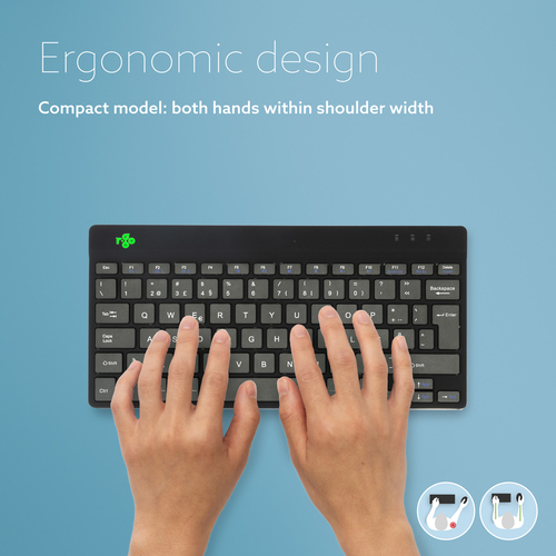 R-Go Compact Break Teclado - Compacto - Sem fios Conectividade - USB Tipo C Interface - Português - QWERTY Layout - Preto 
