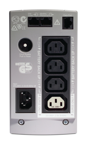 APC Back-UPS, 350VA/210W, Tower, 230V, 4x IEC C13 Outlets , User Replaceable Battery. UPS topology: Standby (Offline), Out