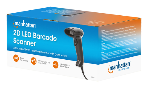 Manhattan Contact CCD Handheld Barcode Scanner, USB, 60mm Scan Width, Cable 152cm, Max Ambient Light 5,000 lux (sunlight),
