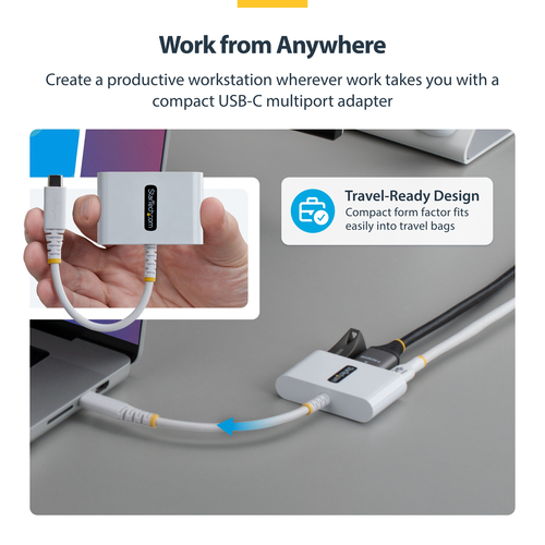 StarTech.com Adaptateur Multiport USB-C vers HDMI avec Charge PD 140W, HDMI 4K 60Hz, Hub USB 5 Gbps, Power Delivery 3.2, M