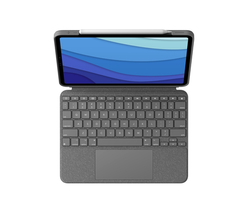 Logitech Combo Touch Keyboard/Cover Case for 27.9 cm (11") Apple iPad Pro Tablet - Oxford Gray - Scrape Resistant, Bump Re