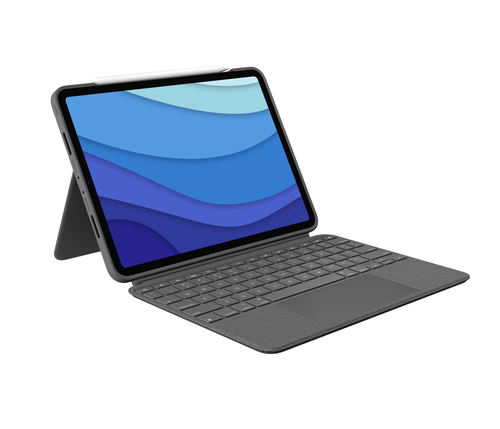 Logitech Combo Touch Keyboard/Cover Case for 27.9 cm (11") Apple iPad Pro Tablet - Oxford Gray - Scrape Resistant, Bump Re