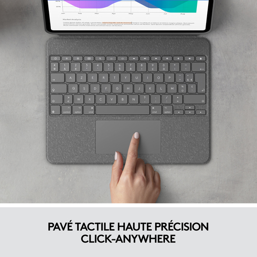 Housse/Clavier Logitech Combo Touch pour 32,8 cm (12,9") Apple, Logitech iPad Pro (5e génération) Tablette - Girs Oxford -