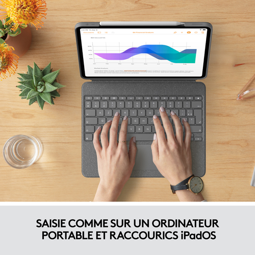 Housse/Clavier Logitech Combo Touch pour 32,8 cm (12,9") Apple, Logitech iPad Pro (5e génération) Tablette - Girs Oxford -
