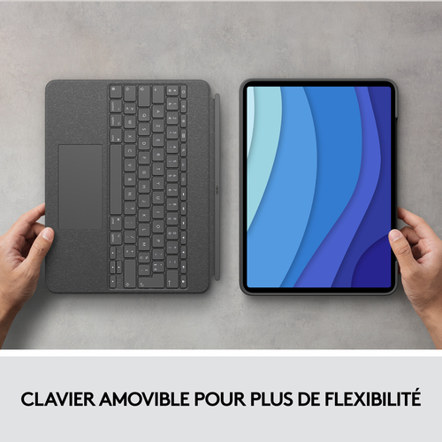 Housse/Clavier Logitech Combo Touch pour 32,8 cm (12,9") Apple, Logitech iPad Pro (5e génération) Tablette - Girs Oxford -
