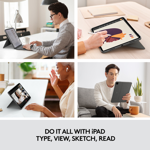 Housse/Clavier Logitech Combo Touch pour 32,8 cm (12,9") Apple, Logitech iPad Pro (5e génération) Tablette - Girs Oxford -