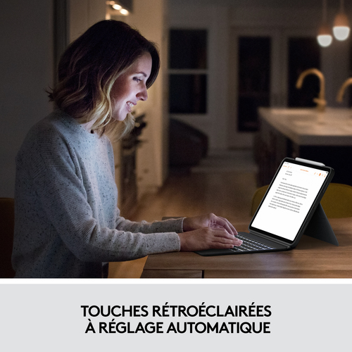 Housse/Clavier Logitech Combo Touch pour 32,8 cm (12,9") Apple, Logitech iPad Pro (5e génération) Tablette - Girs Oxford -