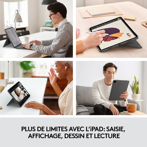 Housse/Clavier Logitech Combo Touch pour 32,8 cm (12,9") Apple, Logitech iPad Pro (5e génération) Tablette - Girs Oxford -