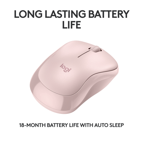 Logitech Silent M240 Mouse - Bluetooth - Optical - 3 Button(s) - 1 Programmable Button(s) - Rose - Wireless - 4000 dpi - S