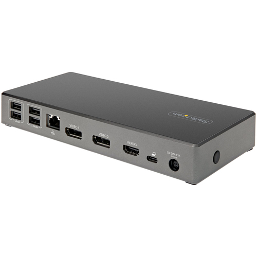 StarTech.com USB C Dock, Triple 4K Monitor USB-C Docking Station with DP 1.4 & DSC, 2x DisplayPort & 1x HDMI, 100W PD, 6x 
