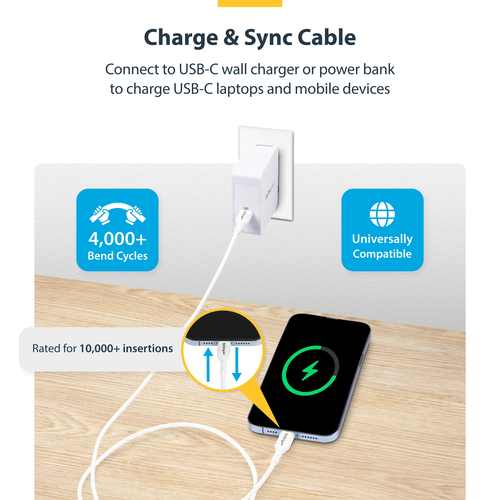 StarTech.com 3 m USB-C Data Transfer Cable - 1 - Cable for Notebook, Computer, Wall Charger, Power Bank, Workstation, Mobi