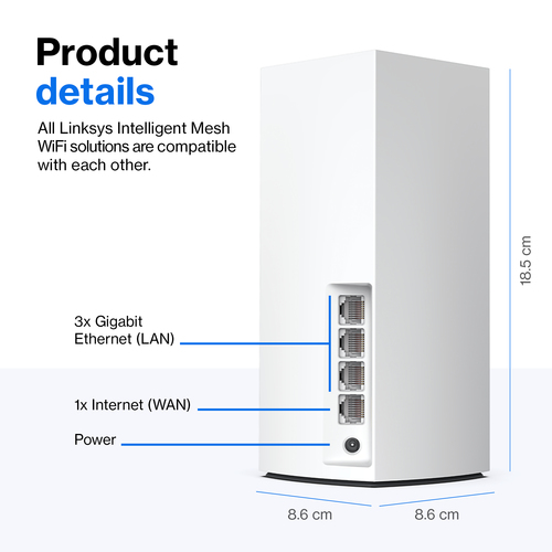 Linksys Atlas 6 MX2002 Wi-Fi 6 IEEE 802.11 a/b/g/n/ac/ax  Wireless Router - Dual Band - 2.40 GHz ISM Band - 5 GHz UNII Ban