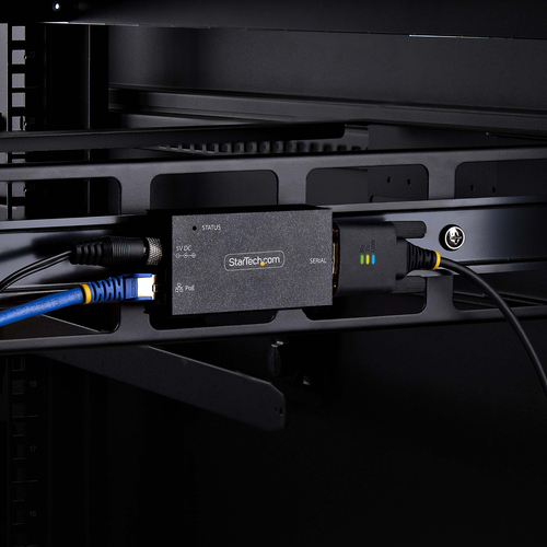 StarTech.com 1-Port Serial to Ethernet Adapter, 802.3af PoE Powered Serial Device Server, Wall/DIN Rail Mount, LAN To DB9 