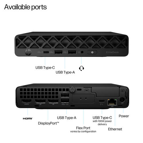 Desktop-KI-Computer HP EliteDesk 8 G1i - Intel Core Ultra 9 - vPro-Technologie - 64 GB - 1 TB SSD - Mini-PC - Schwarz - In