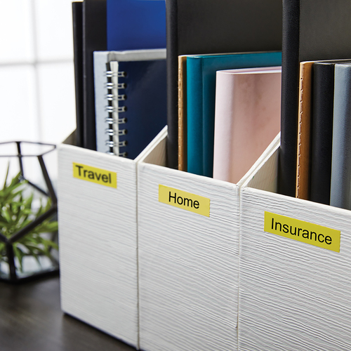 Mehrzwecketikett Dymo 45018 - 12 mm Breite - Rechteck - Thermotransfer - Glänzend - Gelb, Schwarz - Plastik