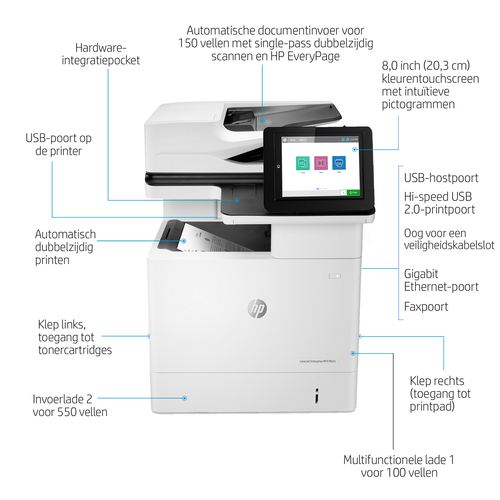 HP LaserJet Enterprise MFP M635h. Print technology: Laser, Printing: Mono printing, Maximum resolution: 1200 x 1200 DPI. C