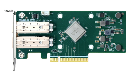 QNAP QXG-25G2SF-BCM Placa Ethernet 25 Gigabit para Dispositivo de armazenamento NAS, PC - SFP28 - Cartão Plug-in - PCI Exp