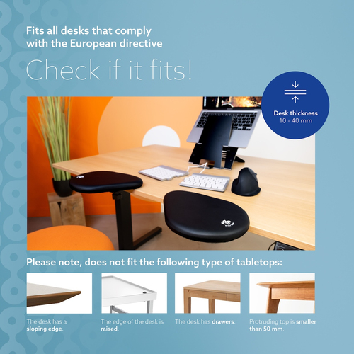 R-Go Tools Armrest R-Go split, ergonomic armrest in two parts, adjustable, symmetrical, with softfoam, black. Product colo