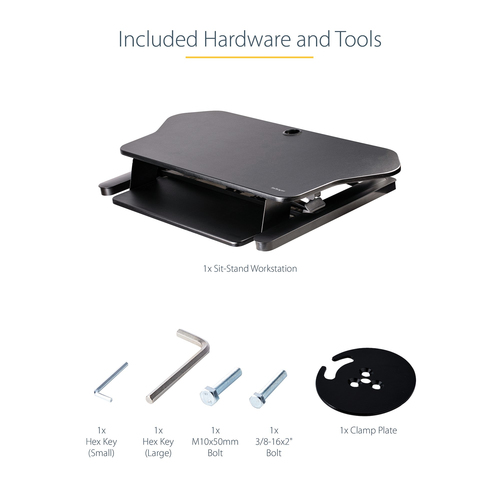 StarTech.com Corner Sit Stand Desk Converter with Keyboard Tray, Large Surface 35"x21" , Height Adjustable Ergonomic Table