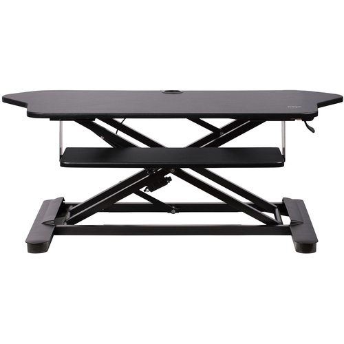 StarTech.com Corner Sit Stand Desk Converter with Keyboard Tray, Large Surface 35"x21" , Height Adjustable Ergonomic Table