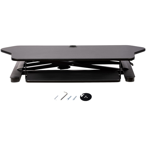 StarTech.com Corner Sit Stand Desk Converter with Keyboard Tray, Large Surface 35"x21" , Height Adjustable Ergonomic Table