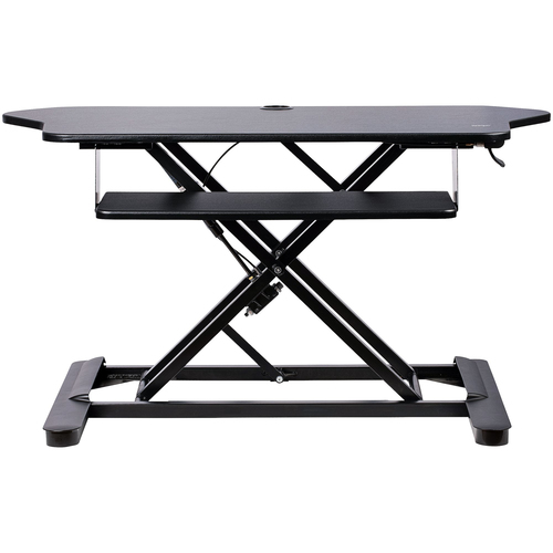 StarTech.com Corner Sit Stand Desk Converter with Keyboard Tray, Large Surface 35"x21" , Height Adjustable Ergonomic Table