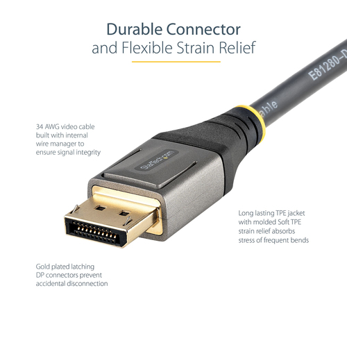 StarTech.com DP14VMM1M. Kabellänge: 1 m, Anschluss 1: DisplayPort, Anschluss 2: DisplayPort. Konformitätsbescheinigungen: 