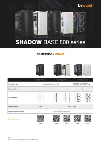 be quiet! Shadow Base 800 DX Black Computergehäuse - EATX, ATX, Mini ATX, Micro ATX Motherboard Supported - Midi-Tower - G
