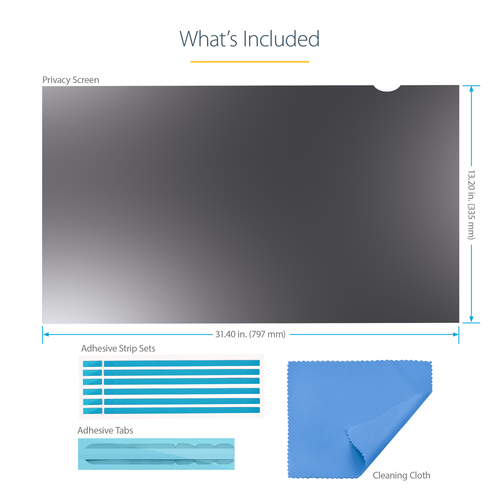 StarTech.com Monitor Privacy Screen for 34 inch Ultrawide Display, 21:9 Widescreen Computer Screen Security Filter, Blue L