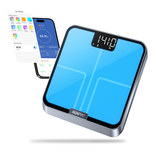 Renpho Elis Chroma, Bilancia Smart pesapersone Bluetooth con Illuminazione RGB Personalizzabile, 13 Metriche Corporee, Dis