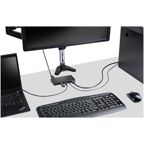 StarTech.com Switch KVM ibrido USB-A + HDMI e USB-C/TB3 a 2 porte - Monitor singolo HDMI 2.0 4K 60Hz - Switch KVM alimenta