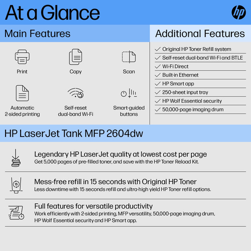 Stampante multifunzione laser HP LaserJet 2604dw - Per Stampa carta comune