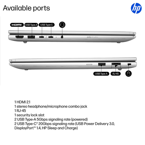 HP ProBook 4 G1iR 35.6 cm (14"") Notebook - WUXGA - 60 Hz - Intel Core 5 120U - 16 GB - 256 GB SSD - Pike Silver - Intel C