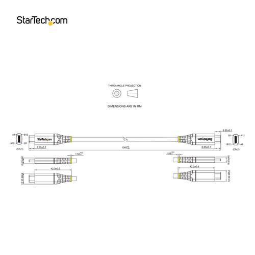 StarTech.com Câble USB-C de 1m, USB 10Gbps, 100W (5A) Power Delivery, 8K 60Hz/4K 144Hz DP Alt Mode, Certifié USB-IF, Compa