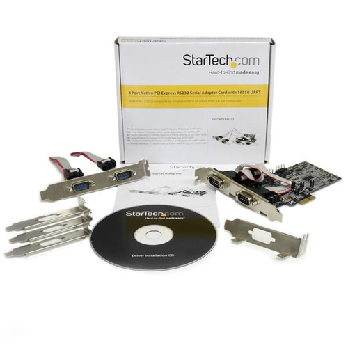 StarTech.com 4 Port Native PCI Express RS232 Serial Adapter Card with 16550 UART - PCI Express x1 - PC - 4 x Number of Ser