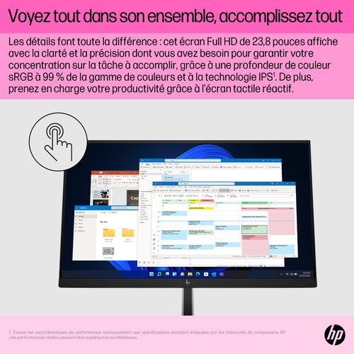 HP E24t G5 FHD Touch Monitor. Display diagonal: 60.5 cm (23.8"), Display resolution: 1920 x 1080 pixels, HD type: Full HD,