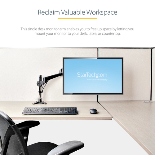 StarTech.com Desk Mount Monitor Arm for Single VESA Display 49""(17.6lb/8kg), Full Motion Articulating & Height Adjustable