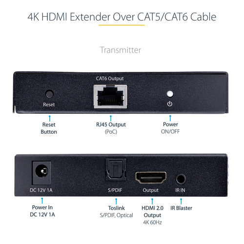 StarTech.com 4K70IC-EXTEND-HDMI. Typ: AV-Sender & -Empfänger, Maximale Auflösung: 3840 x 2160 Pixel, unterstütze Kabeltype