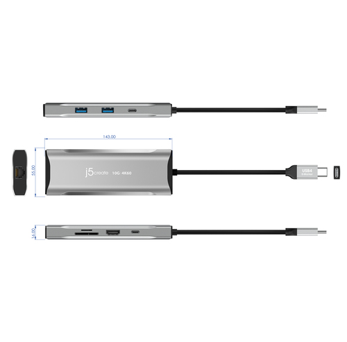 j5create Elite JCD393-N USB Tipo C Estação de ancoragem para Tela de exibição, Monitor, Notebook, Tablet, Smartphone, MacB