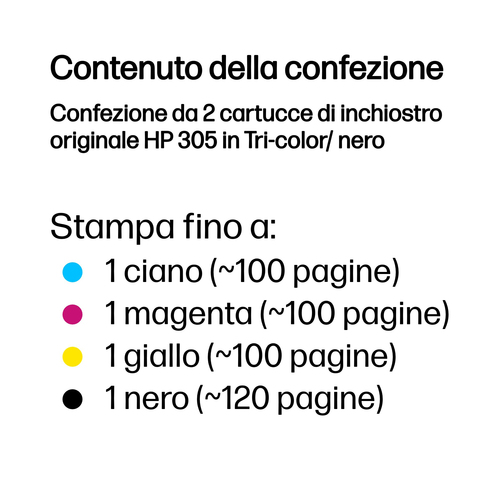 Cartuccia inchiostro Originale HP 305 Ad inchiostro - Tri-color, Nero - 2 / Confezione - Ad inchiostro - 2 / Confezione