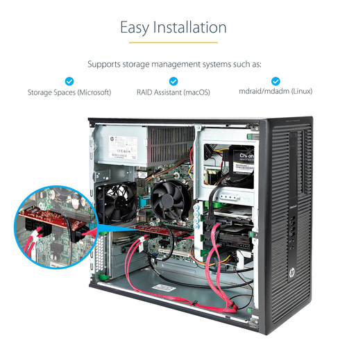 StarTech.com SATA PCIe Card, 10 Port PCIe SATA Expansion Card, 6Gbps SATA Adapter, Stacked SATA Connectors, PCI Express to