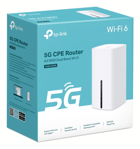 TP-Link Archer NX200 Wi-Fi 6 IEEE 802.11 a/b/g/n/ac/ax 1 SIM Ethernet, Mobilfunk Modem/Wireless Router - 5G - LTE 2100, LT