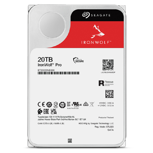 Seagate IronWolf Pro ST20000NT001 20 TB Disco rígido - 3,5" Interno - SATA (SATA/600) - Gravação magnética convencional (C