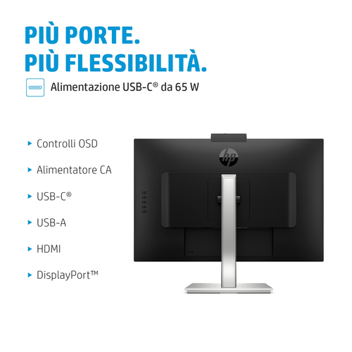 Monitor LCD HP E27m G4 685,8 mm (27") Class Webcam WQHD - 16:9 - Nero, Argento - 68,6 cm (27") Viewable - Tecnologia In-pl