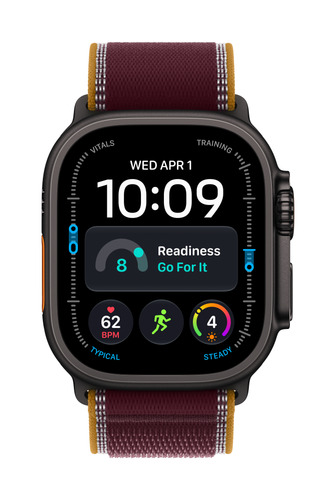 Apple Watch Ultra 4 GPS + Cellular 49mm Black Titanium Case with Burgundy Trail Loop - M/L. Display technology: OLED, Disp