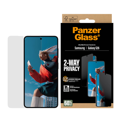 PanzerGlass Privacy Screen Protector for Samsung Galaxy S26 - For Widescreen AMOLED Smartphone