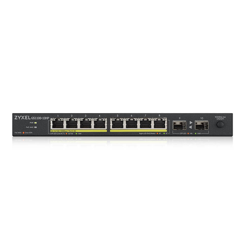 ZYXEL GS1100 GS1100-10HP 8 Ports Ethernet Switch - Gigabit Ethernet - 1000Base-T, 1000Base-X - 2 Layer Supported - Modular